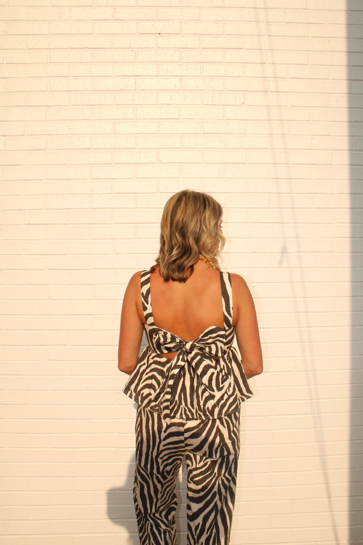 Zebra Set with Peplum Top and Matching Bottoms
