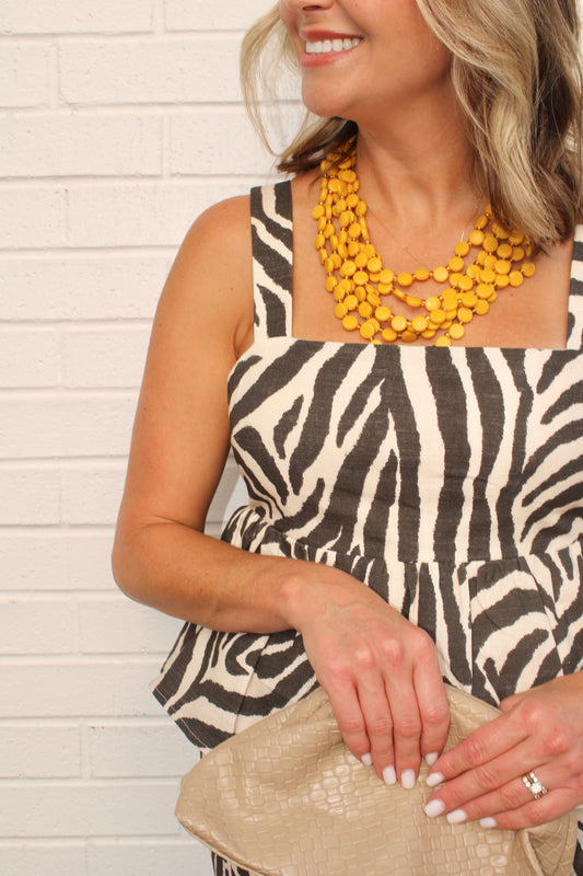 Zebra Set with Peplum Top and Matching Bottoms