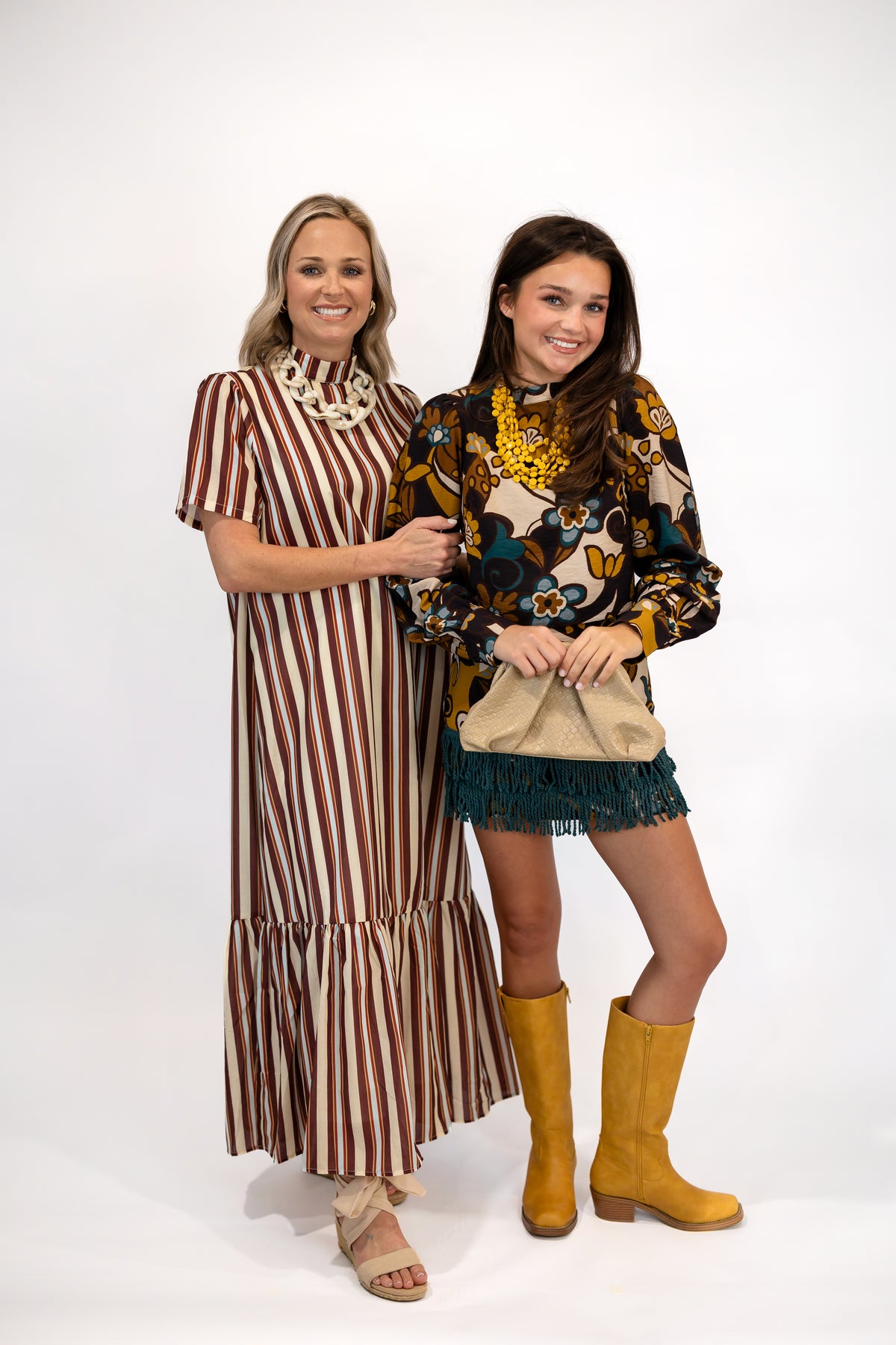 Striped Tie-Back Ruffle Hem Maxi Dress