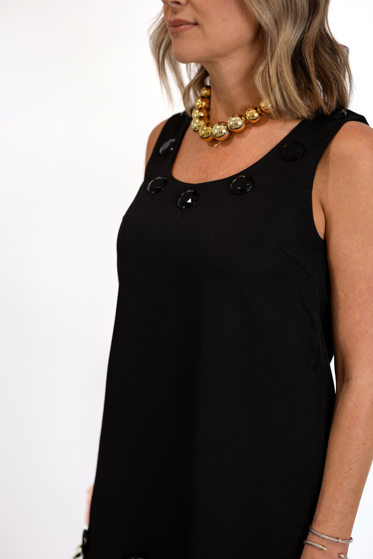 Black Mini Dress with Jewel Embellishments