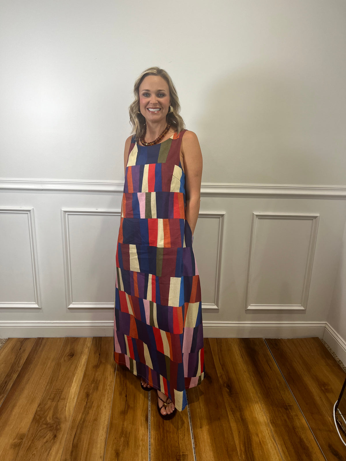 Geometric Print Maxi Dress