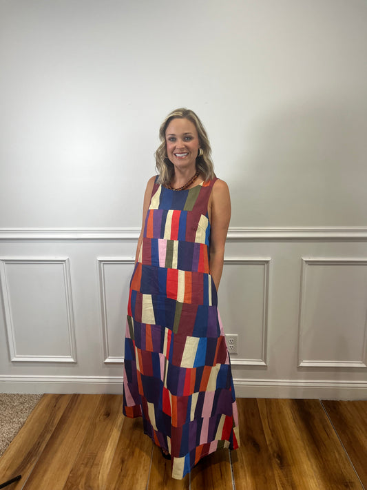 Geometric Print Maxi Dress