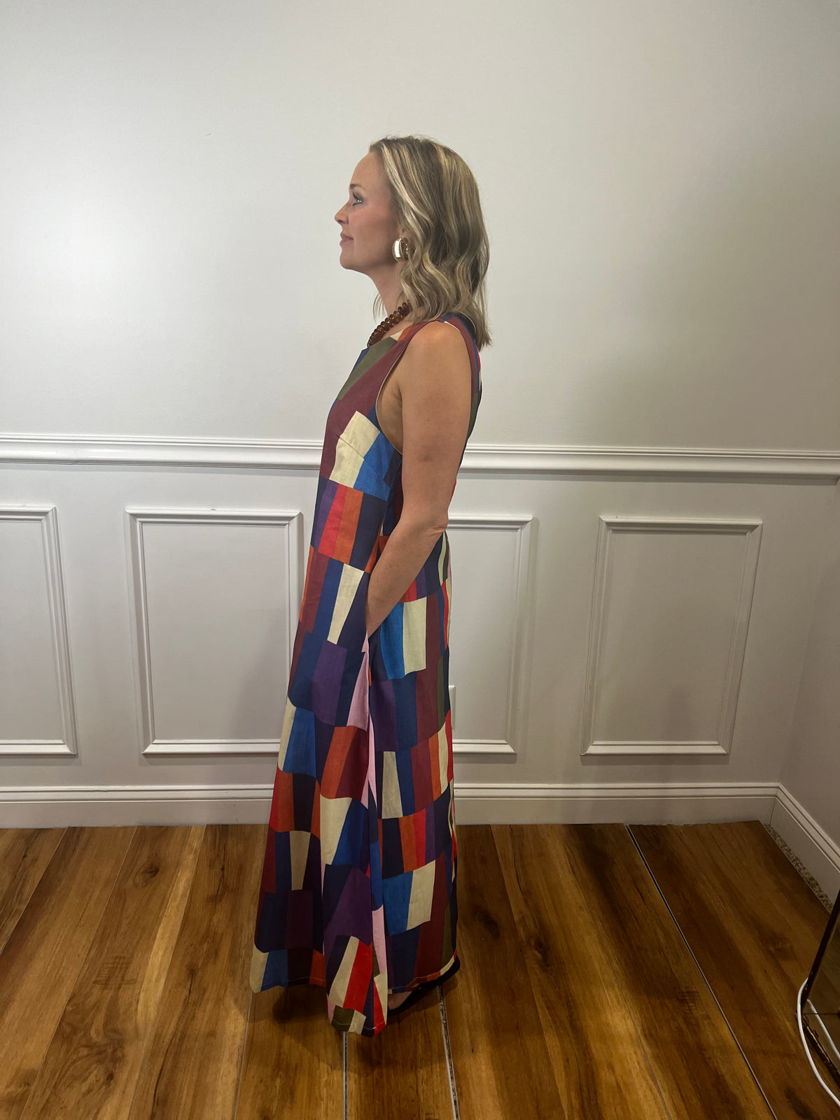 Geometric Print Maxi Dress