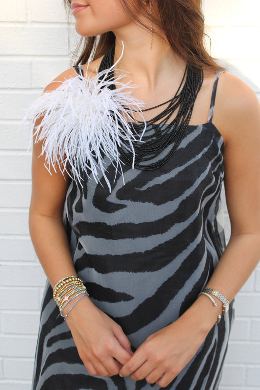 Zebra Sheer Overlay Maxi Dress