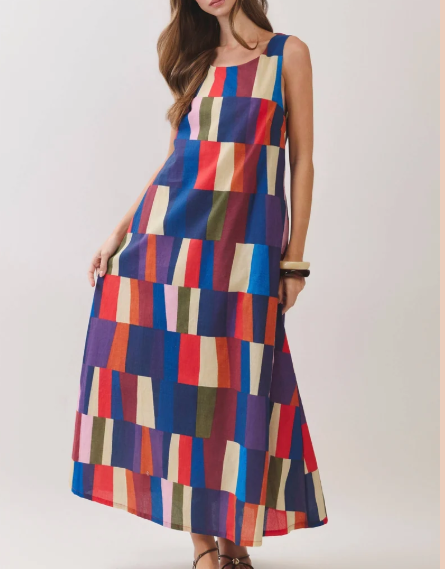 Geometric Print Maxi Dress