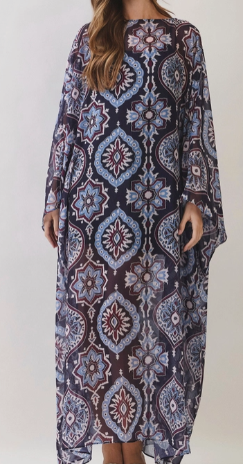 Medallion Print Caftan Maxi Dress
