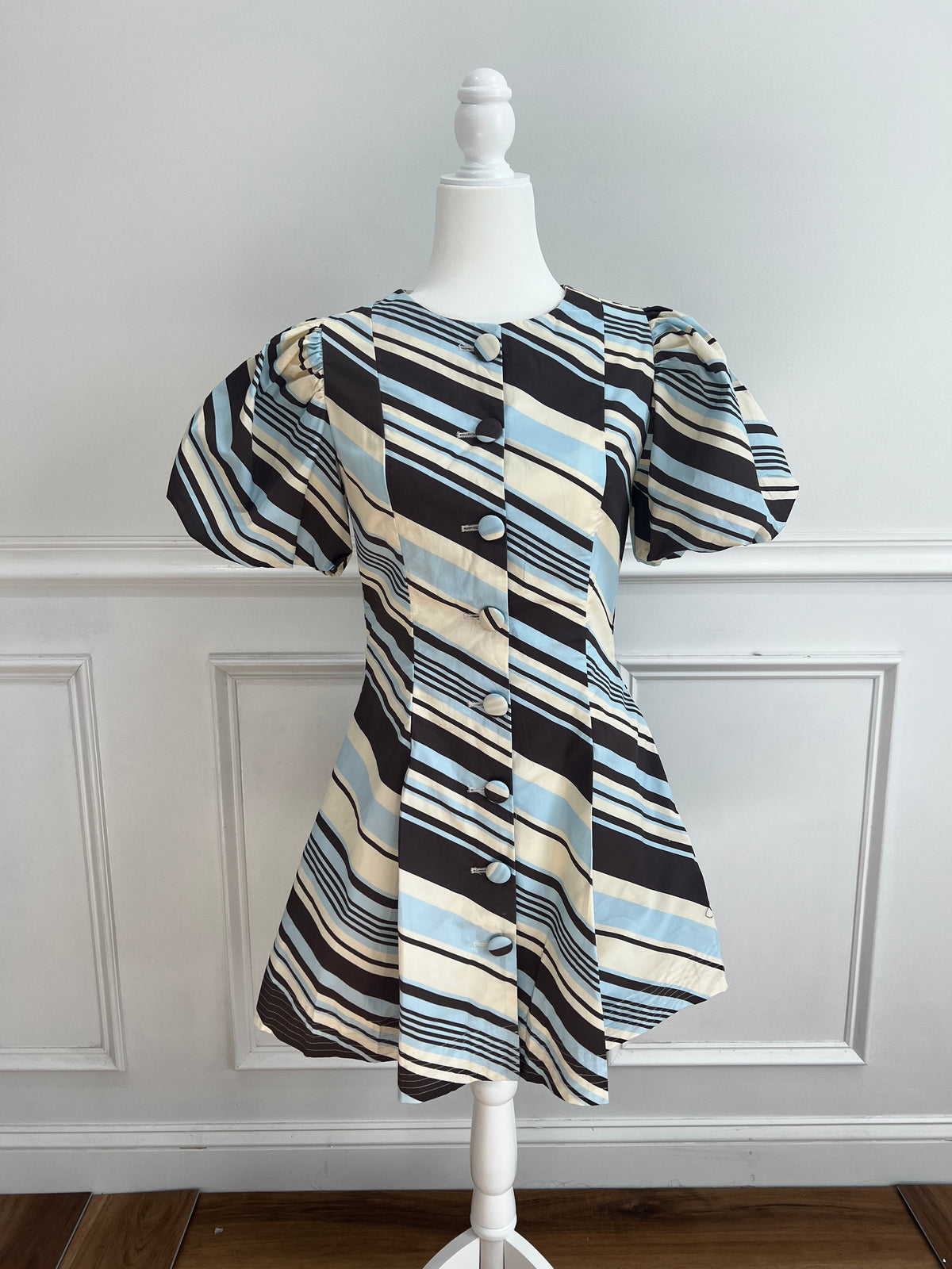 Pintuck Button Front Mini Dress