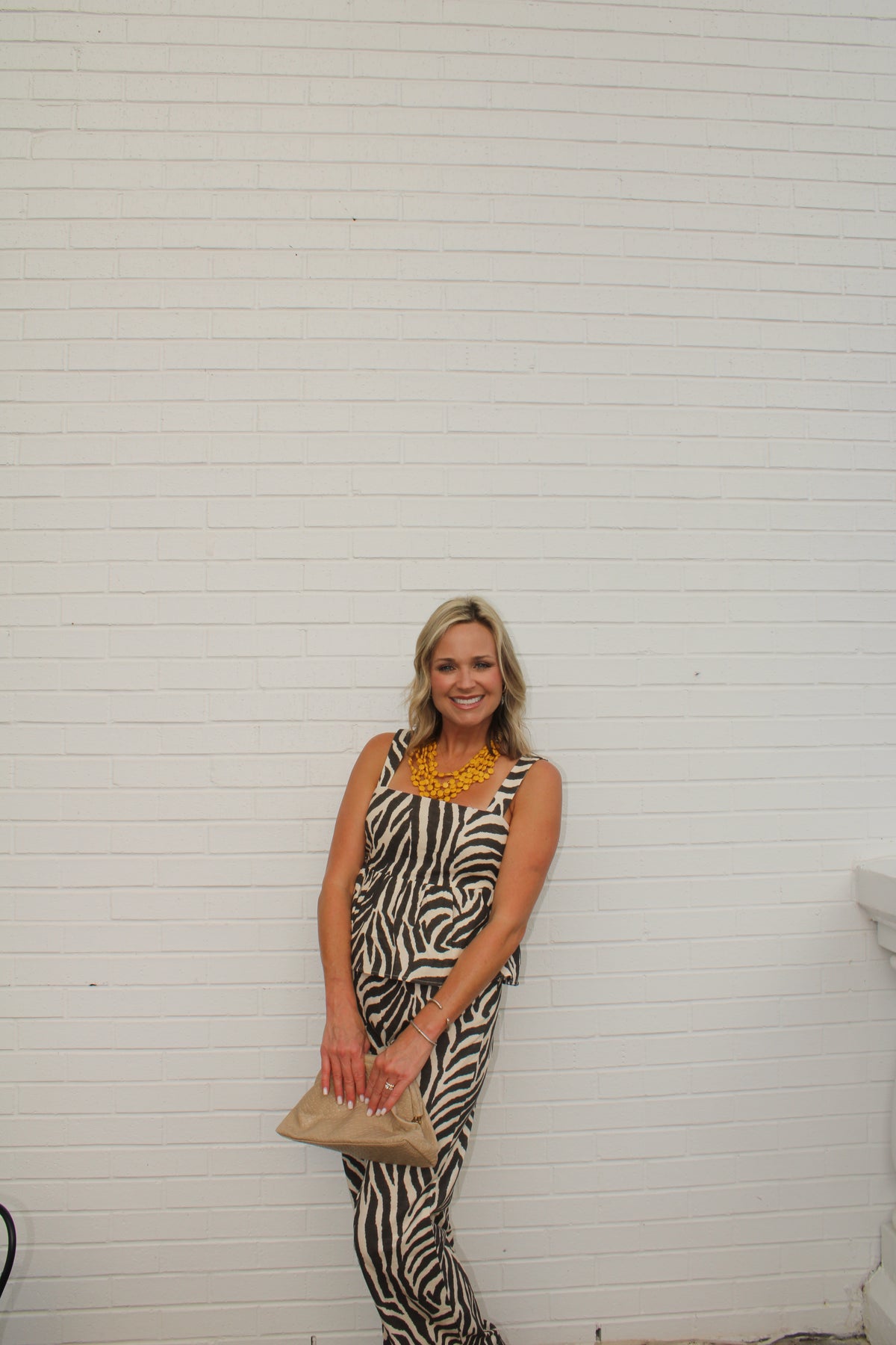 Zebra Set with Peplum Top and Matching Bottoms