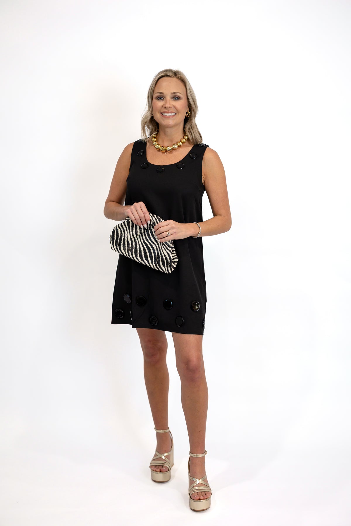 Black Mini Dress with Jewel Embellishments